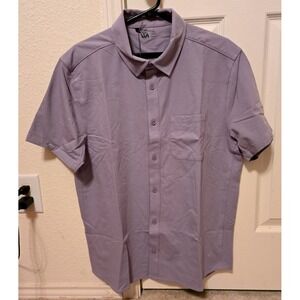 VRST Refined‎ Knit Button Down Shirt Men's Large Purple Stone NWT